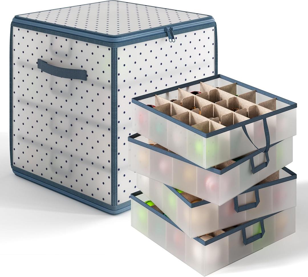 Hearth & Harbor Christmas Ornament Storage Box With 4 Inner Tray Dividers - Plastic Ornament Storage Container For 64 Holiday Ornaments or Decorations Hearth & Harbor Christmas Ornament Storage Box With 4 Inner Tray Dividers - Plastic Ornament Storage Container For 64 Holiday Ornaments or Decorations