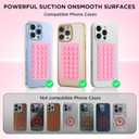 2 x 2 Pack Silicone Suction Cup Phone Case Mount Double-Sided, Hands-Free Strong Grip Holder for iPhone and Android, Sticky Phone Stand for Selfies and Videos, Tender Pink+Transparent