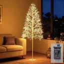 7FT Lighted Artificial Birch Christmas Tree with 768 LED Artificial Light Up Tree Lights for Indoor & Outdoor Home Christmas Party Holiday Decorations - Warm White