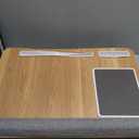 HUANUO Lap Desk - Fits up to 17 inches Laptop Desk, Built in Mouse Pad & Wrist Pad for Notebook, Laptop, Tablet, Lap Stand with Tablet, Pen & Phone Holder, Wood Grain