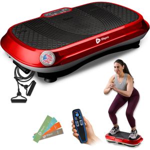 Lifepro Waver Vibration Plate Exercise Machine  High-Intensity Vibration for Muscle Activation, Full-Body Workout Vibrating Platform with Loop Bands, Fitness Equipment for Strength Toning & Fat Loss (Red)