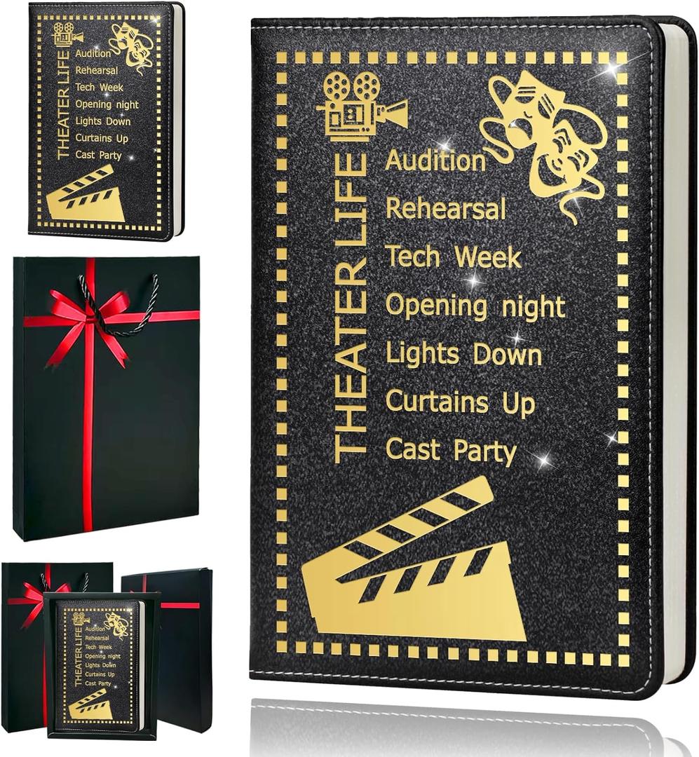 Theater Gifts,A5 Hardcover Leather Journal for Women - 200 Pages Premium Paper Notebook,Theater Journal with 180 Lay Flat Design for Daily Diary (Theater Black)