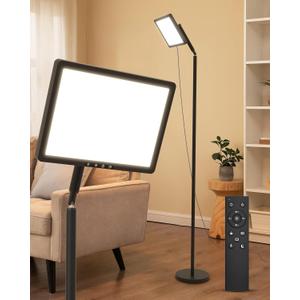 Sunlight Lamp, 12000 Lux Full Spectum Natural Light Lamp for Home/Office/Morning Routine, 4 in 1 Mount, 5 Mode Adjustable 10 Brightess Levels, 5 Color Modes,Timer, Memory (Black)
