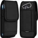 ykooe Cell Phone Pouch Nylon Belt Holster Case Compatible with iPhone 17 Air, 16/15/14/13/12/11 Pro Max & Plus, Samsung Galaxy S26/S25/S24/S23/S21 Plus and FE Models (No Clip), Black