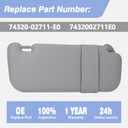 CULMKARI Driver Side Sun Visor Fits for 2007-2013 Toyota Corolla Front Left Sun Protection Shade Gray Replace Number 74320-02711-E0