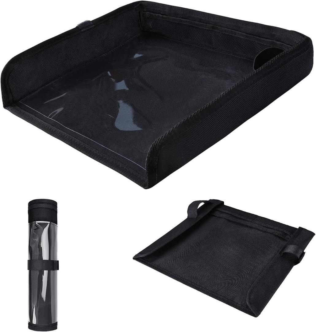 COOLBEBE Airplane Tray Table Cover, Foldable Travel Tray Cover for Toddlers 1-3, Universal Fit for Airplane, Car Seat, High Chair, Machine Washable, Portable, Black
