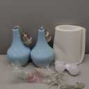 GyroVu 18" Table Lamp Set of 2, Ceramic Lamp Classic Beside Lamps Nightstand Lamp Modern Cute Lamp for Living Room, Bedroom & Office Rocker Swtich Sky Blue-LED Bulbs Included