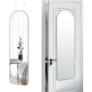 SCWF-GZ 47x14 Mirror Full Length Back Door Hanging or Wall Mounted Aluminum Metal Frame Arch Mirrors for Entryway Bedroom Bathroom Dressing Living Room 47 14 inch Silver