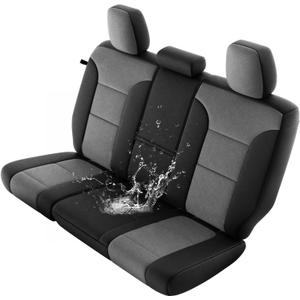 GIANT PANDA Neoprene Rear Seat Covers Customized Chevy Silverado & GMC Sierra1500 2500HD 3500HD Crew Double Cab(2014-2018), Waterproof&UV Resistant, Foam Padded, Front Seat Cover Set, Black&Gray/Grey