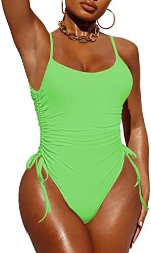 Pink Queen Womens One Piece Swimsuit Ruched High Cut Tummy Control Bathing Suit, Small