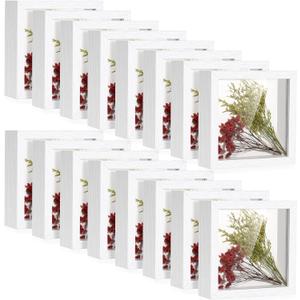 Ripeng 16 Pack Shadow Box Frame Display Case Picture Frame for Wedding Bouquet, Teacher Crafts, Photo, Ticket, Valentine, Easter, Medal, DIY Wall or Tabletop Gift(5 x 5 Inch,White)