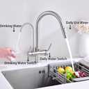 Kitchen Faucet with Pull Down Sprayer, Kitchen Sink Faucet with Drinking Water Faucet,2 Handle 3 in 1 Water Filter Purifier Faucets,Brushed Nickel