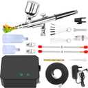 40PSI Airbrush Kit with Compressor, High Pressure Air Brush Gun Kit Handheld Portable Air Brush Ideal for Nails Art, Cake Decor, Makeup, Model Painting