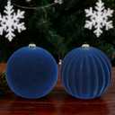 LANGXUN 2 Pcs 8 Inch Extra Large Velvet Christmas Ball Ornaments - Shatterproof Hanging Christmas Tree Decorations for Xmas Holiday Party Wedding Home Decor (Navy Blue)