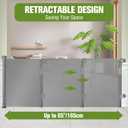 Retractable Baby Gates 65" Wide Baby Gate for Stairs Retractable Dog Gate Indoor Mesh Pet Gate Outdoor Retractable Gate Stair Gates for Kids or Pets Child Gate Dog Gates for Doorways, Decks, Gray