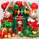 193Pcs Christmas Balloon Arch Kit  Red and Green Balloons with Candy Cane, Gift Box, Bulb & Star Foils for Christmas Party Decorations and New Year Celebration
