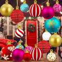 Jetec 12 Packs Inflatable Ball Christmas Ornaments Christmas Blow up Ball Decor Giant Inflatable Ornaments Outdoor Large Xmas Light up PVC with LED Light Remotes for Tree Yard Decor (Multicolor)