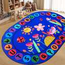 USTIDE Large Oval Kids Rug 6X9,ABC Alphabet Letters Educational & Fun Classroom Rug Non-Slip Play Mat Learning Area Rug for Bedroom Playroom Decor