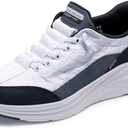 Skechers Women's Contour Foam Cozy FIT Hands Free Slip-INS Sneaker, White/ Black, 8.5 Wide