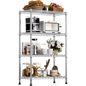 1000 lbs Storage Shelving 4-Tier Utility Shelving Unit Steel Organizer Wire Rack for Home,Kitchen,Office,Chrome (13.7" D x 23.6" W x 53.4" H) (4 Tier 13.7" D x 23.6" W x 53.4" H)
