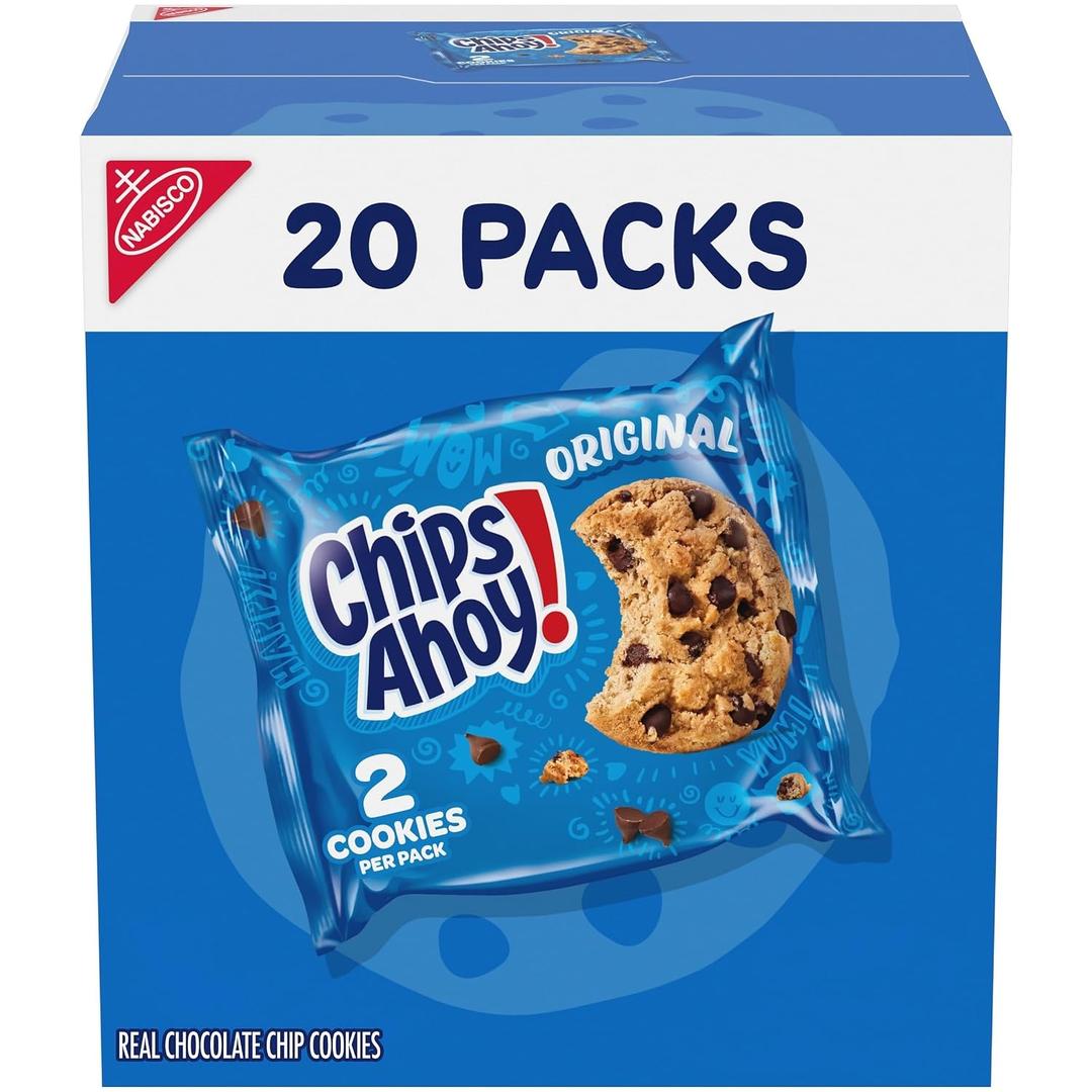 CHIPS AHOY! Original Chocolate Chip Cookies, 20 Snack Packs (2 cookies per pack) (EXP 11/16/26)