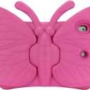 Kids Tablet Case for iPad 9th 10.2" 2021,Eva Heavy Duty Shockproof Cover with Pencil Holder,Folding Kickstand,Butterfly Shape Cartoon Case for Children (Pink)