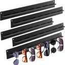 5 Pack Acrylic Sunglasses Organizer - Wall Mounted Sunglasses & Eyeglasses Holder - Hanging Eyewear Display Rack for Entryway Shelf (Black)