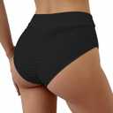 WODECASA Womens High Waisted Bikini Bottoms Ruched Scrunch Butt Swim Briefs Tummy Control High Cut Bathing Suit Bottom 2026, Medium, Black