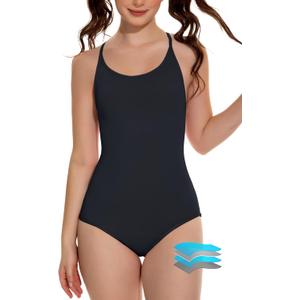 Beautikini Period Swimwear One Piece Leakproof Menstrual Swimsuit Adjustable Strap Bathing Suit for Teen Girls Women (Small, Black)