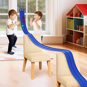 16 Ft Flexible Race Car Ramp Track for Kids Toy with Suction Cups, Compatible with Diecast 1/64th Cars, Rolls Up Portable Racetrack Party Favor Gifts for Boys Ages 3-10 Year Old (Racing Blue)