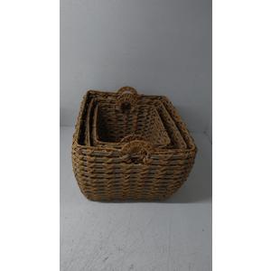Wicker Baskets with Handles, Natural Brown, 3 Pcs (13"x15", 15.5"x19", 18"x21.5")