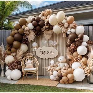 Brown Nude Balloon Arch KitDouble Stuffed Neutral Blush White Sand Balloon Garland Latex Coffee Tan Cream Balloons for Baby Shower Birthday Boho Woodland Wild Bridal Bear Wedding Party Decor