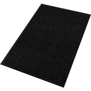 fani Heavy Duty Large Outdoor Indoor Entrance Black Doormat Waterproof Low Profile Entrance Rug Front Door Mat Patio Anti-Skid Rubber Back, 48x72 inch (Black)