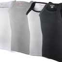 Different Touch Men's Ribbed Tank Tops Square Cut Muscle Ribbed Underwear Shirts (4 Pack ( Assorted ))