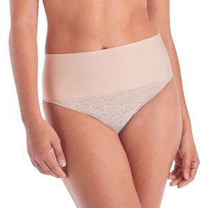Maidenform womens Tame Your Tummy Lace Thong Panties, Firm Control Shapewear Thong (Retired Colors). Size L