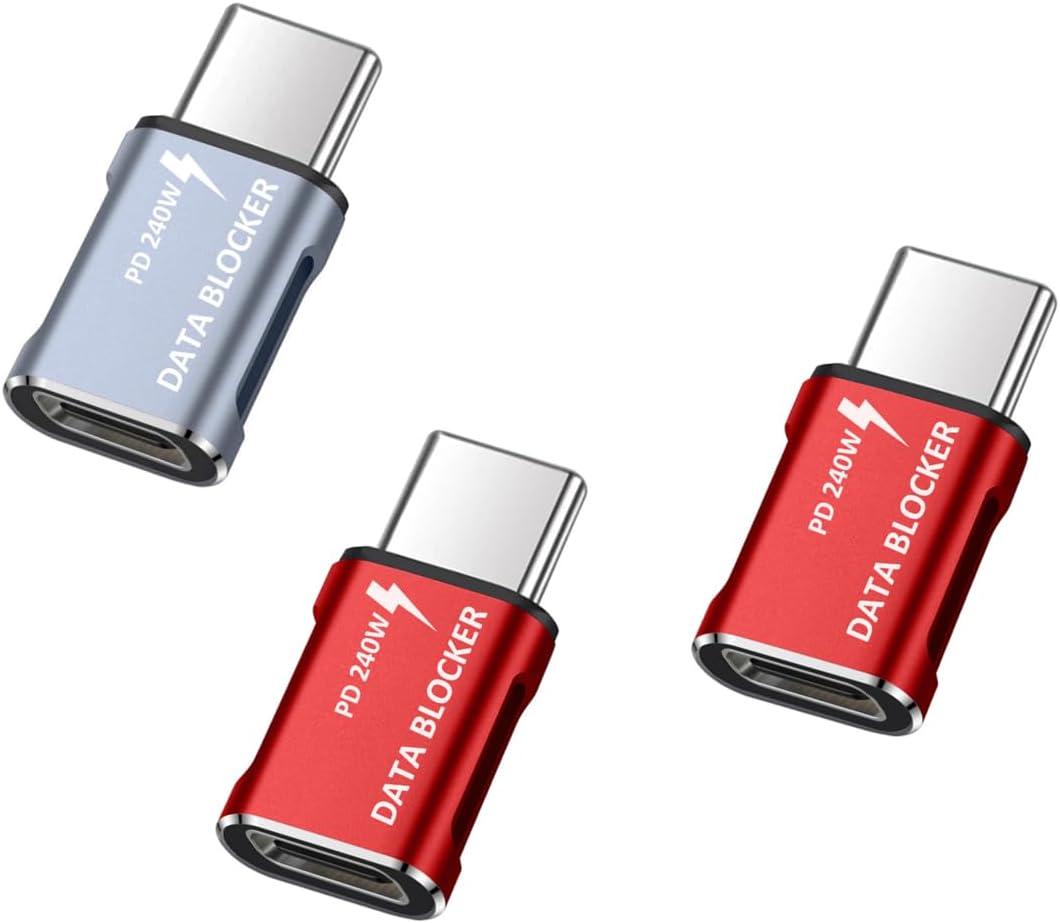 Data Blocker, USB C to C Data Blocker for iphone15 16 and Any Mobile Phone Charging, Protect Against Juice Jacking, Refuse Hacking 100% Guaranteed, Only Safe Charging (3-Pack)