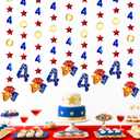 42Ft Hedgehog 4th Birthday Party Decorations Red Blue Stars and Gold Rings Garland Streamer for Kids Boys 4th Cartoon Hedgehog Birthday Baby Shower Gold Rings Bday Party Decor Supplies
