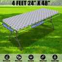 Smiry 2 Pack Rectangle Table Cloth 4 Foot, Waterproof Elastic Fitted Tablecloths, Windproof Washable Polyester Table Cover for Picnic, Camping, Outdoor (Grey, 24"x48")