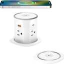 Jgstkcity Pop Up Countertop Outlet with 15W Wireless Charger,20W USB C Ports,Flush Mount Tamper Resistant,Recessed Grommet Receptacle,4 USB 4 Outlets,15A,1875W,ETL Listed,3.15in Hole,White