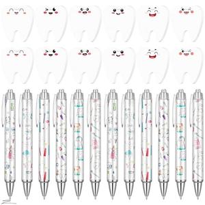 Gilprop 24Pcs Dental Assistant Gifts Cute Tooth Pens and Self Stick Notes White Dental Hygienist Gifts Notepads Ballpoints Bulk for Dentist Lover Appreciation Gift Traveler Birthday Party Supplies