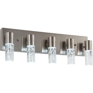 5-Light Bathroom Light Fixtures, Modern Led Vanity Lights 40W 6000K (Non-dimmable) Brushed Nickel Vanity Lights Bathroom Fixture. for Bathroom, Bedroom, Living Room