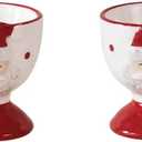 2-Piece Ceramic Egg Cup, Christmas Egg Cup Set, Suitable For Storing And Consuming Eggs, Home Breakfast Decoration, Ceramic Holiday Decorative Cups