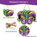 mardi gras Door Decorations, Jester Mask Front Door Sign, Jester Mask Wood mardi gras Door Hanger for Door Wall Hanging Decoration, Carnival Holiday Party Decor Supplies