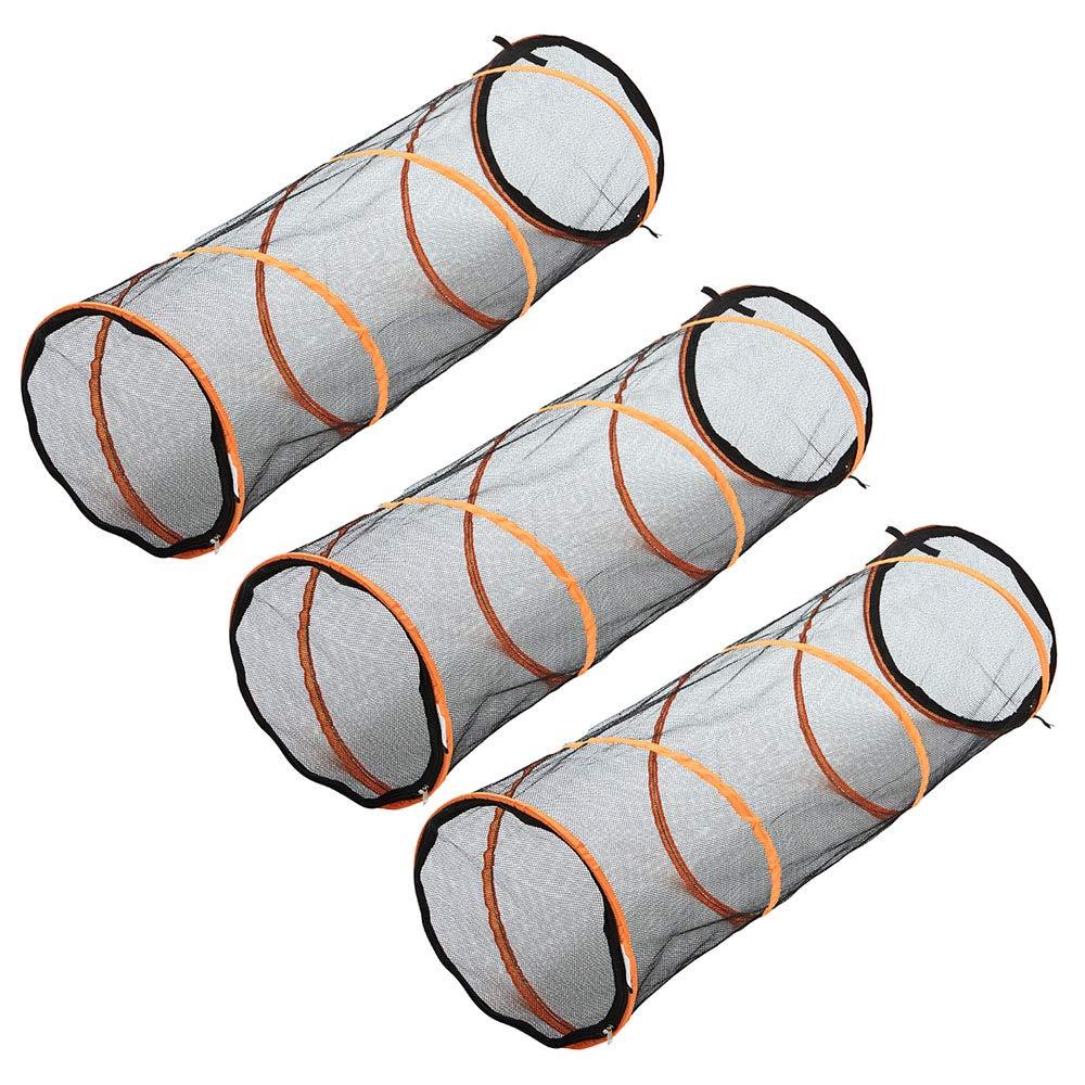 Folding Cat Play Tunnel for Indoor Cat, Easy to Connect with Cat Tent with Zipper Doors, Product Size 59" L x17 x17 3 PCS/ Set