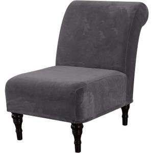 H.VERSAILTEX Armless Accent Chair Covers Thick Velvet Armless Chair Slipcovers High Stretch Chair Covers for Living Room Hotel Machine Washable Furniture Protector with Elastic Bottom, Grey H.VERSAILTEX Armless Accent Chair Covers Thick Velvet Armless Chair Slipcovers High Stretch Chair Covers for Living Room Hotel Machine Washable Furniture Protector with Elastic Bottom, Grey