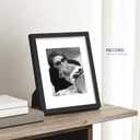 Picrit 11x14 Picture Frame Set of 2, Solid Wood and Black Backboard, Displays 8x10 with Mat or 11 x 14 Without Mat, Tabletop & Wall Mounted, Multi-Piece Wall Gallery Photo Frames for Home Decor, Black Wood Grain