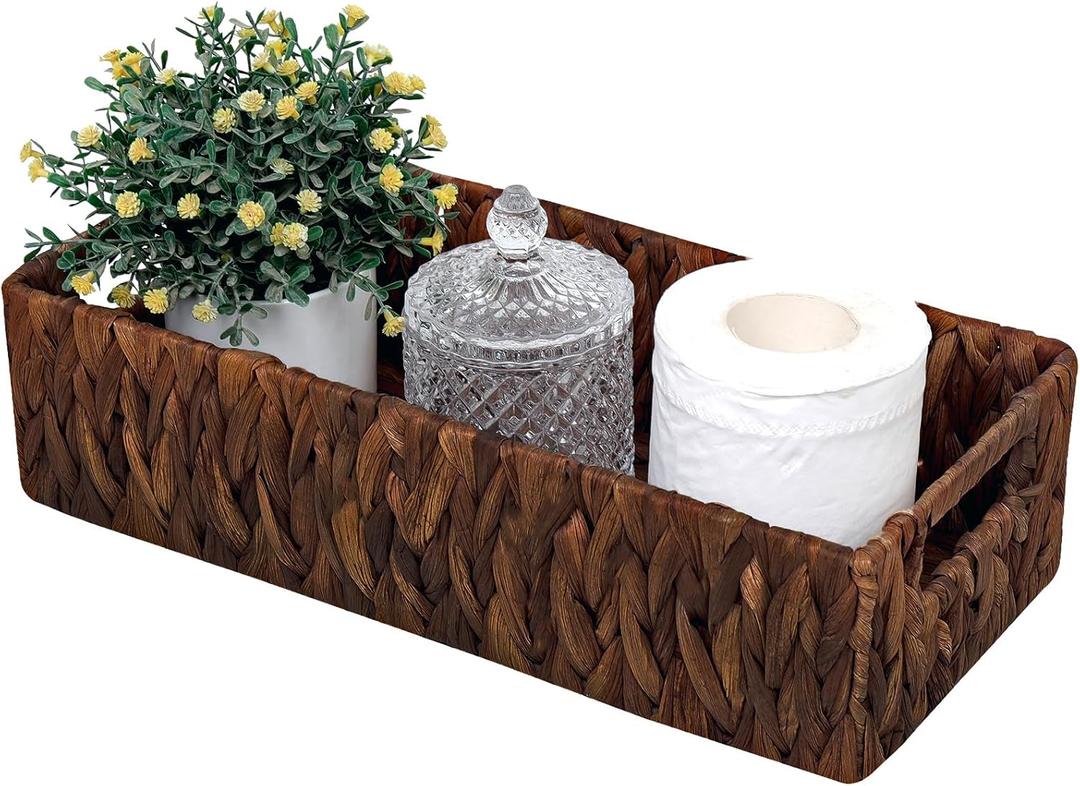 Handwoven Wicker Storage Basket-Hyacinth Material,Toilet Paper Holders with Handles,Storage Baskets for Organizing Living Room,Bedroom,Closet