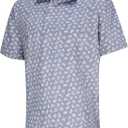 Mens Golf Shirt Short Sleeve Dry Fit Moisture Wicking Performance Collared Funny Print Golf Polo Shirts for Men (Blue, M)