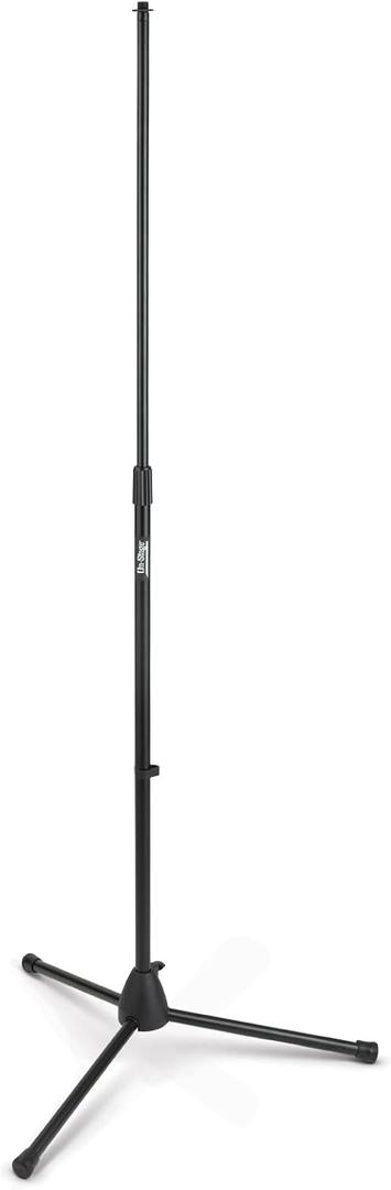 On-Stage MS7700B Tripod-Base Mic Stand (Setup for Vocal and Instrument Microphones, Adjustable Height, 5/8-27 Threading, Portable, Folding, Nonslip Rubber Feet, Cable Clip, Steel, Black)