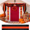 Fall Bunting Thanksgiving Day Dcor Autumn Banner Halloween Bunting Flag- 3 Stripe Orange & Black Bunting Flags Trick or Treat Decor Outside Wall Garden Porch Indoor Home - 24" x 240"